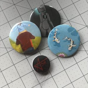 Different buttons on display on a table